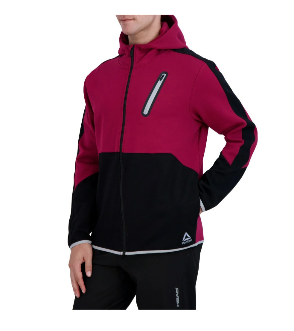 Reebok Colorblocked Full Zip Hoodie size Small men fitting a medium to large in women