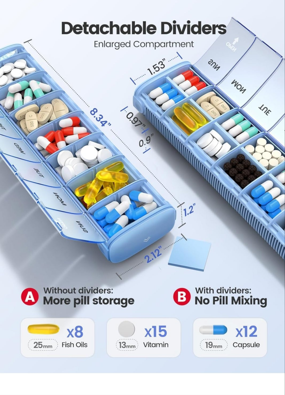 Vaydeer 7 Day Weekly Pill Organizer
