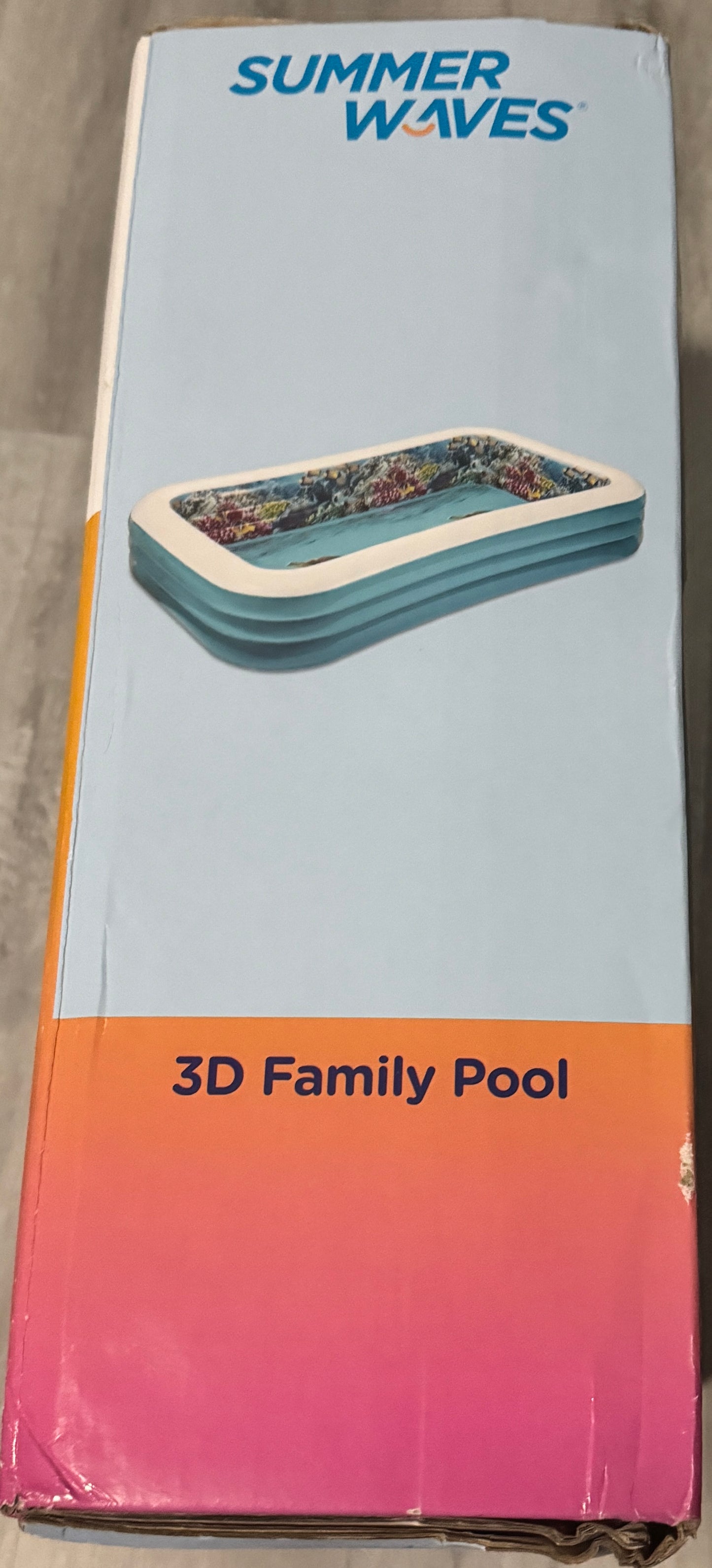 Summer Waves 3D Action Inflatable Pool 6'3"x3'6"x18" 110 Gal 3D Goggles