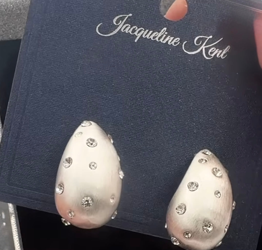 Jacqueline Kent Small Tear Drop Rhinestone Earring, Silver