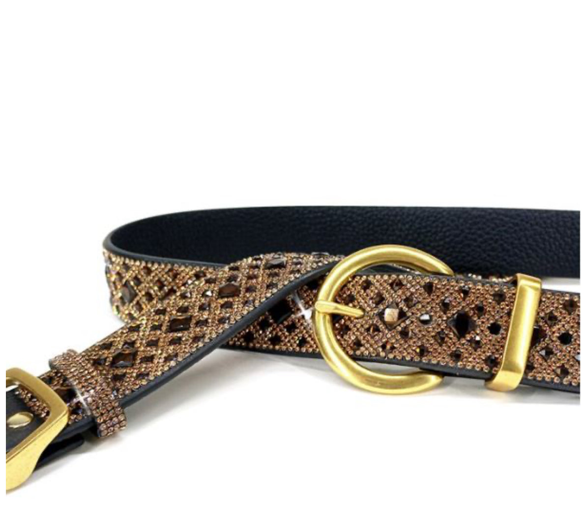 1 Jacqueline Kent Chocolate Brown Rhinestone Belt w/Extender