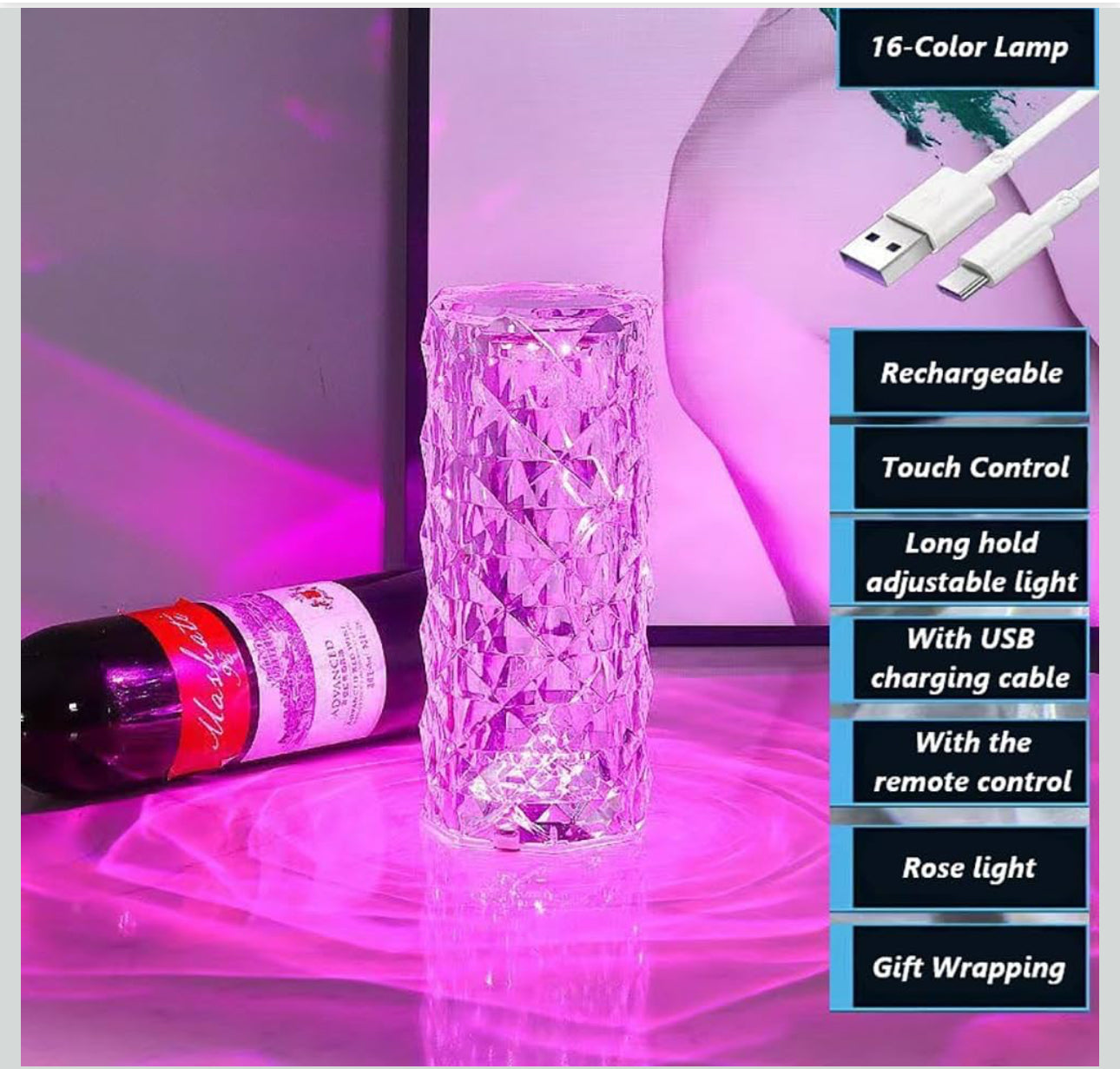 -001 New Item LED Crystal RGB Decorative Lamp