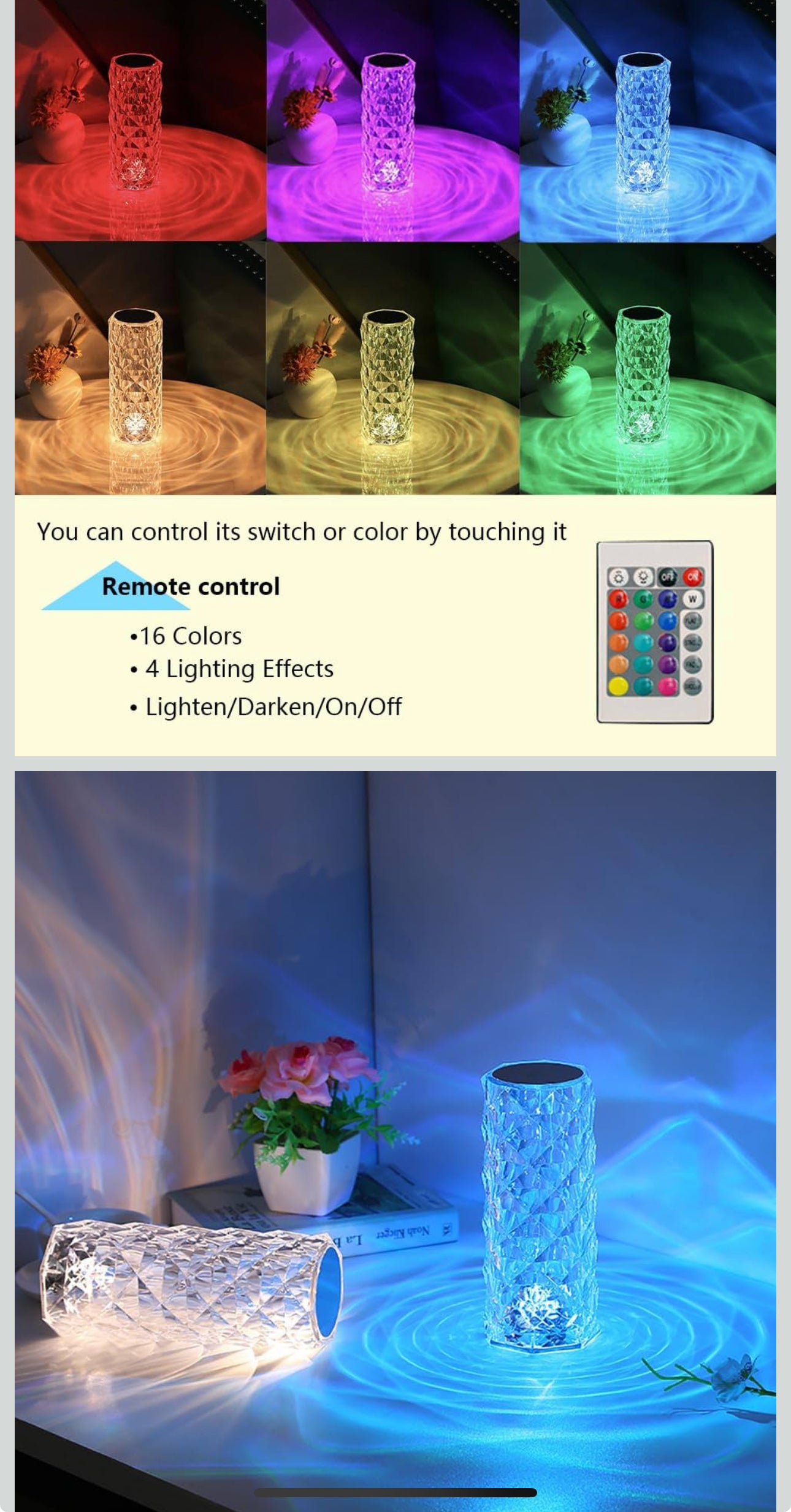 -001 New Item LED Crystal RGB Decorative Lamp