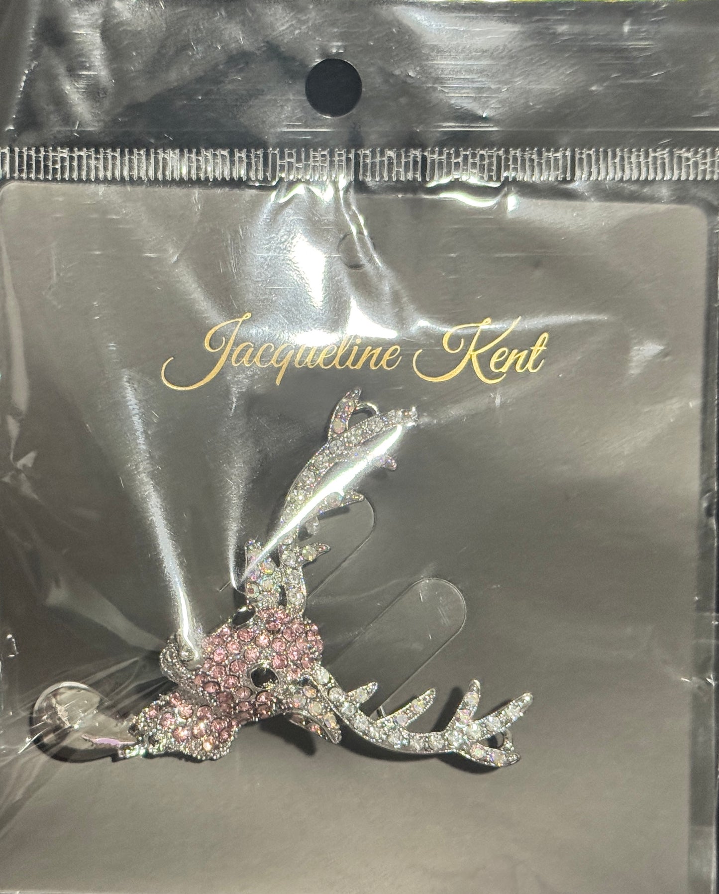 1 Jacqueline Kent Pink Crystal Reindeer Brooch Pin