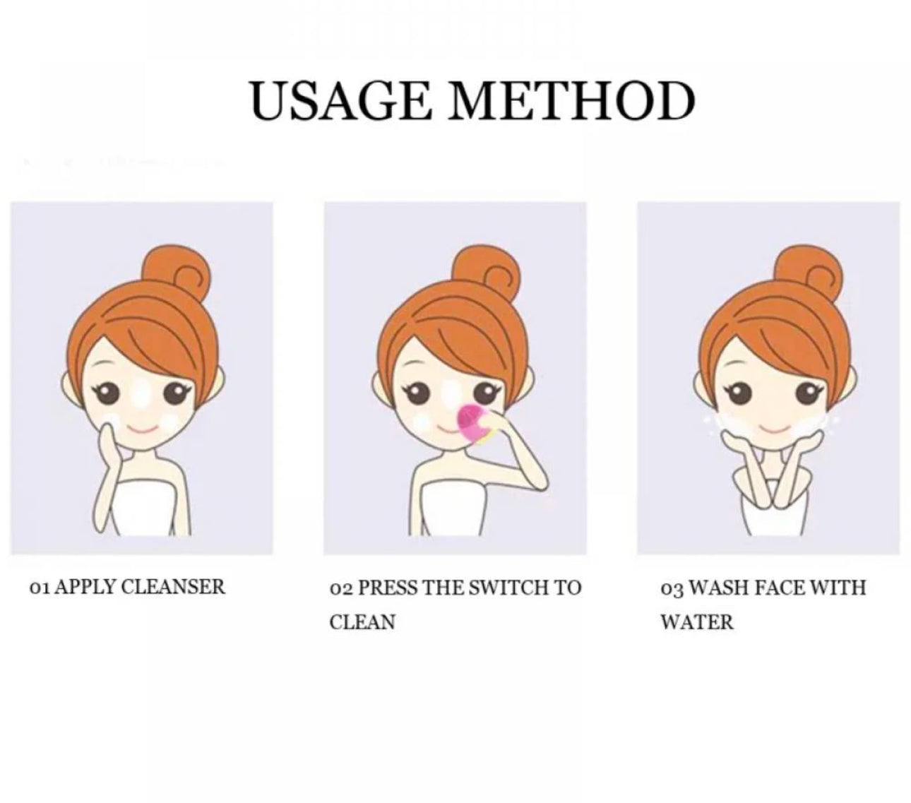 Vibrating Cleansing Brush for Face (Pink)
