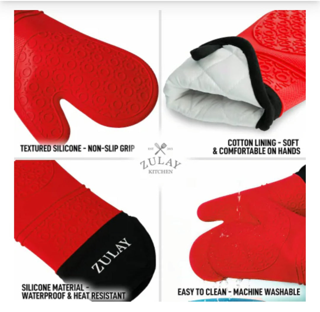 Zulay Kitchen Silicone Oven Mitts -2 piece