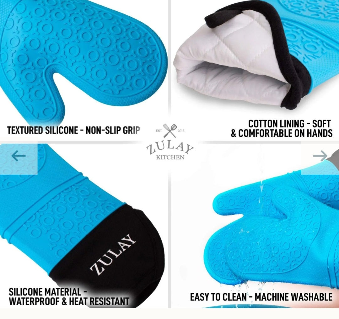 Zulay Kitchen Silicone Oven Mitts -2 piece