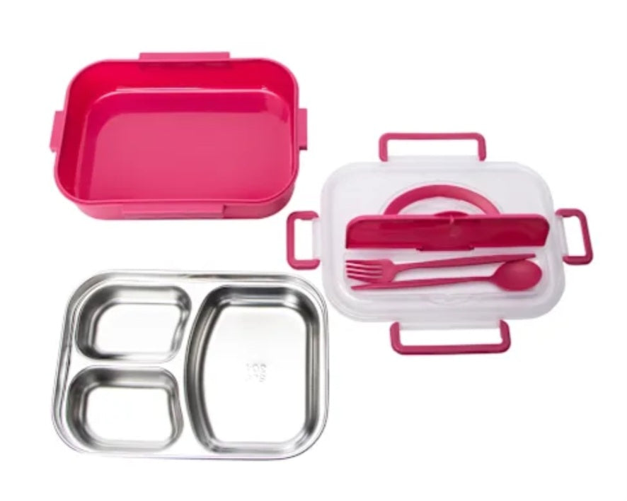 Bento Box Stainless Steel 4 Piece Lunchbox 9.5in x 6.7in