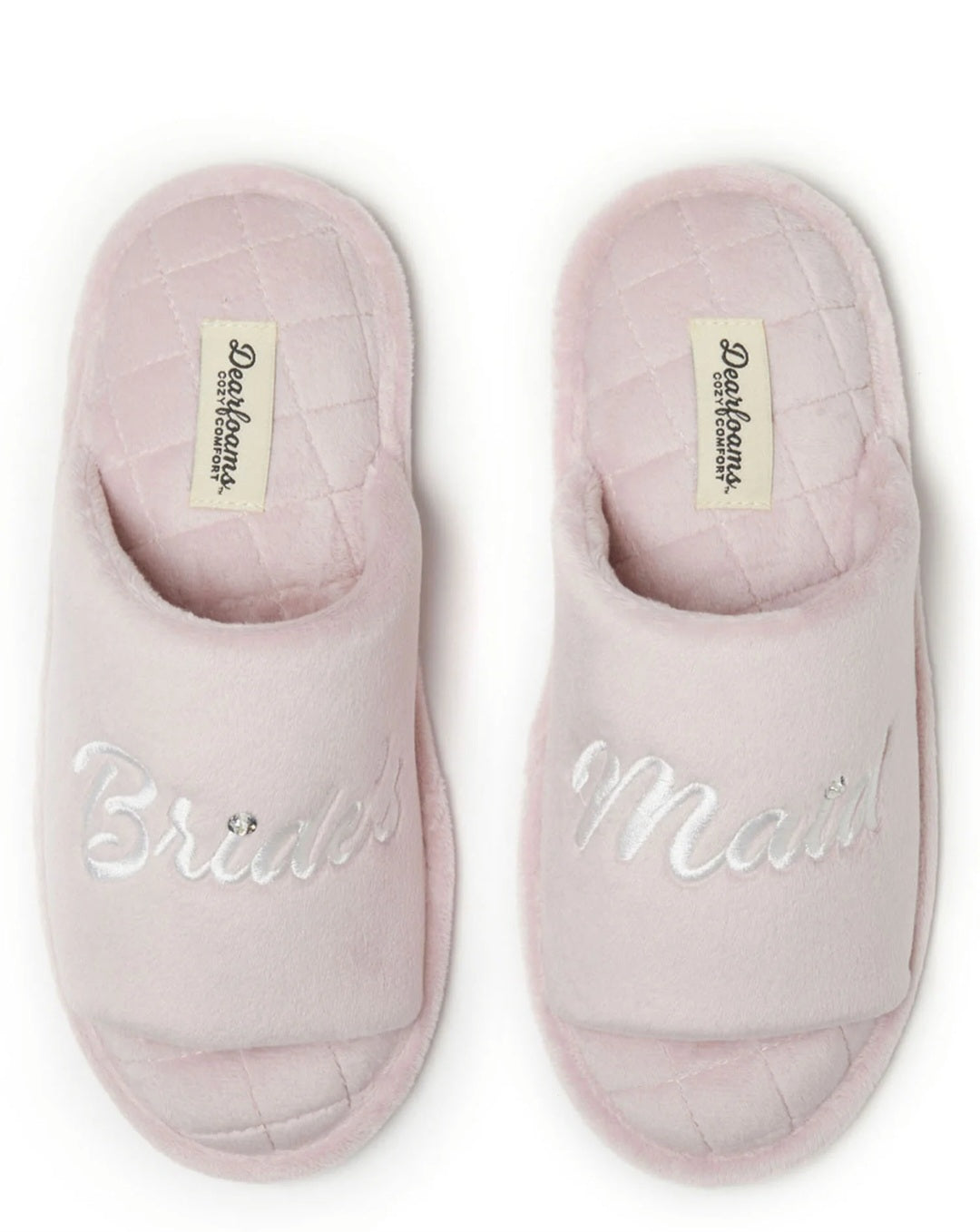 Dearfoams Large Women's Memory Foam Bride's Maid Slip-On Slippers