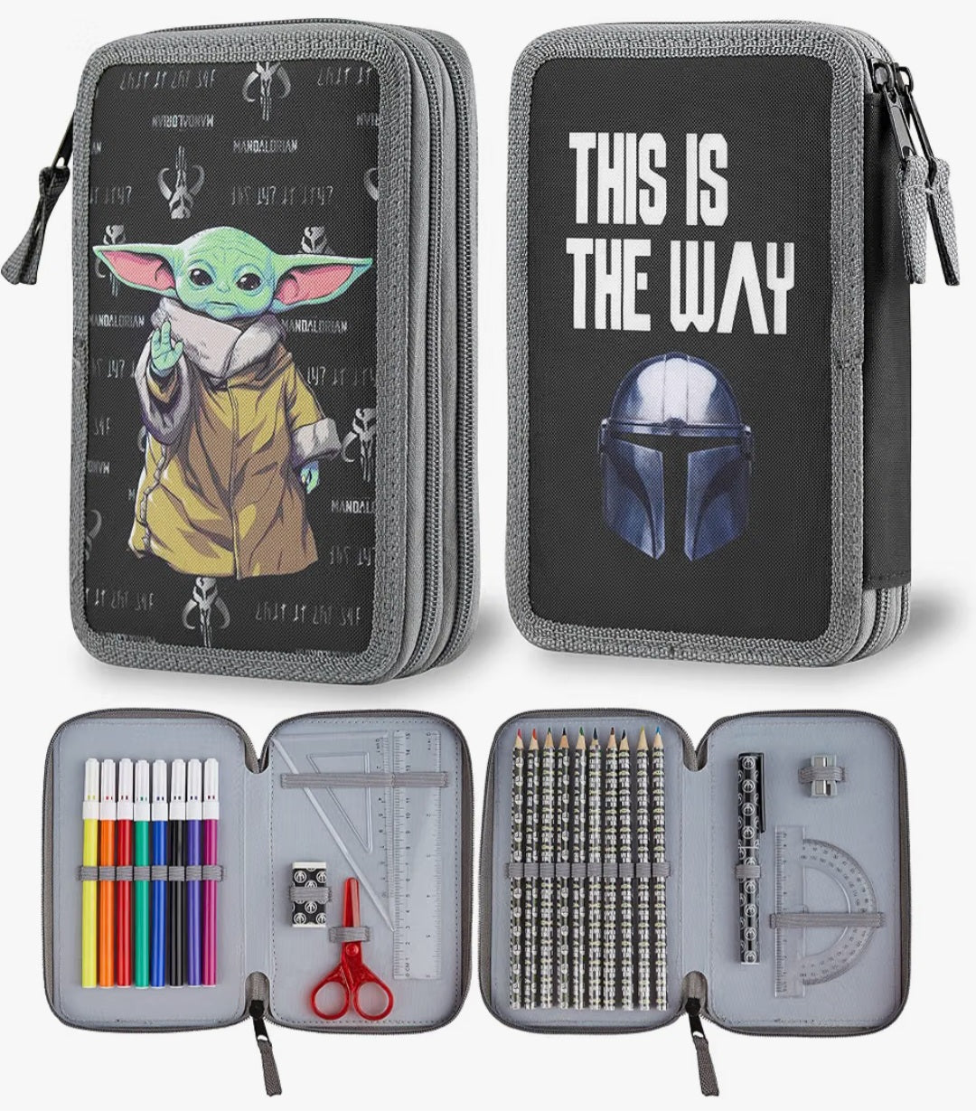 Pencil Case Set with Stationery (Black)