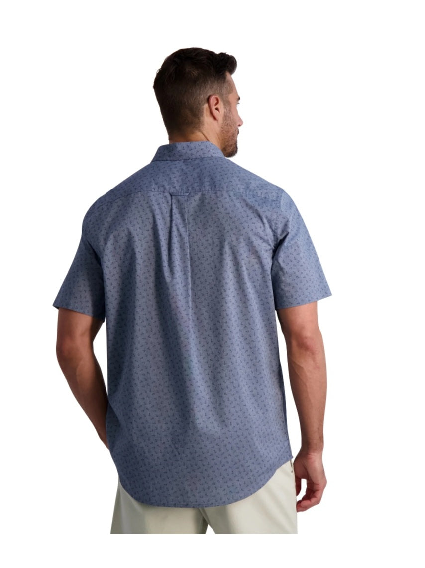 Chaps Men's Short Sleeve Stretch Woven Shirt, Size 3XLT Navy Peony