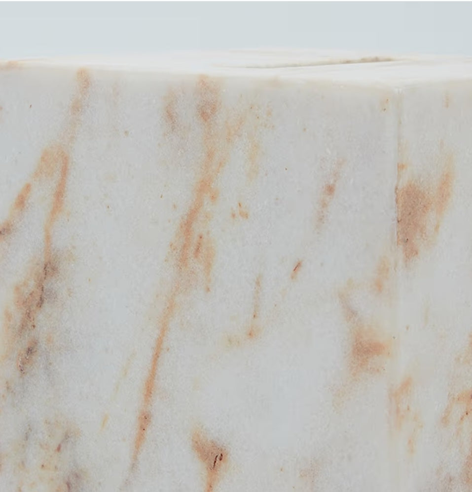 Marble Tissue Box Cover, White with Gold Texture. 6.83lbs