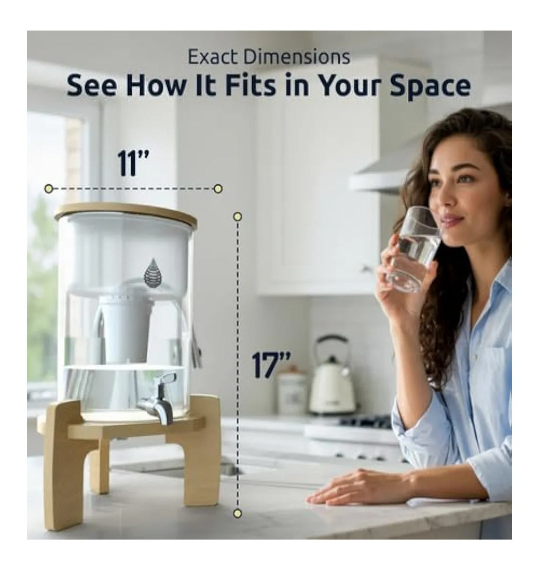 -001 NEW ITEM-pH Recharge Glass Alkaline Water Filter Dispenser - Countertop Water Filter System