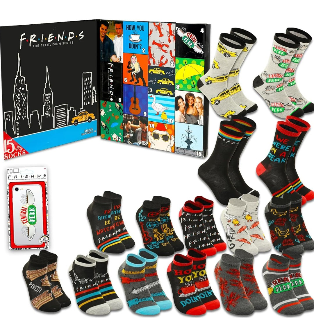 FRIENDS 15 Days of Socks AdventCalendar-(Unisex Size 6-12)