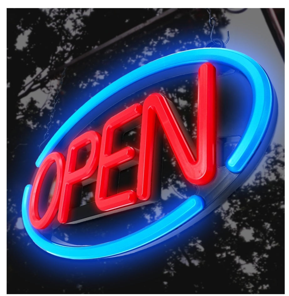 LED Open Sign,Bright Open Sign for Business Window with Remote Control,24x12 inch Large (Blue and Red)