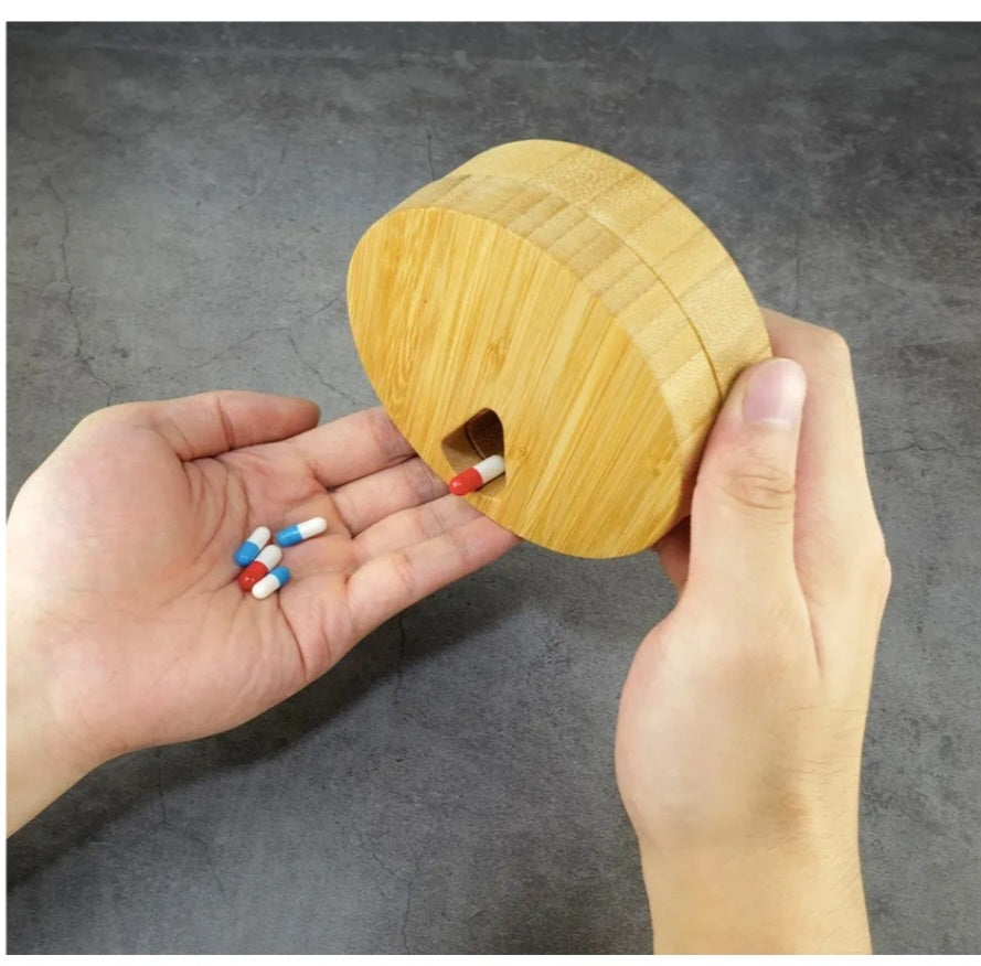 -001 NEW ITEM-AM&PM Bamboo Wood Pill Organizer
