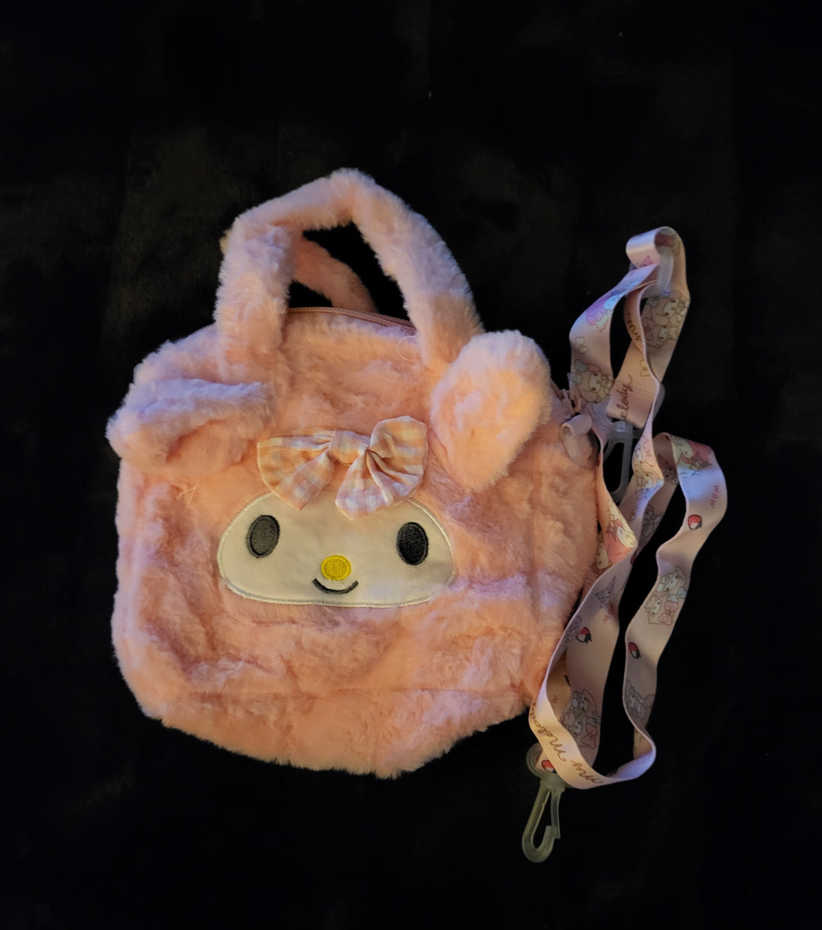 Pink Fluffy Tote/Purse with a Signature Bow and Ear's with a Crossbody Strap