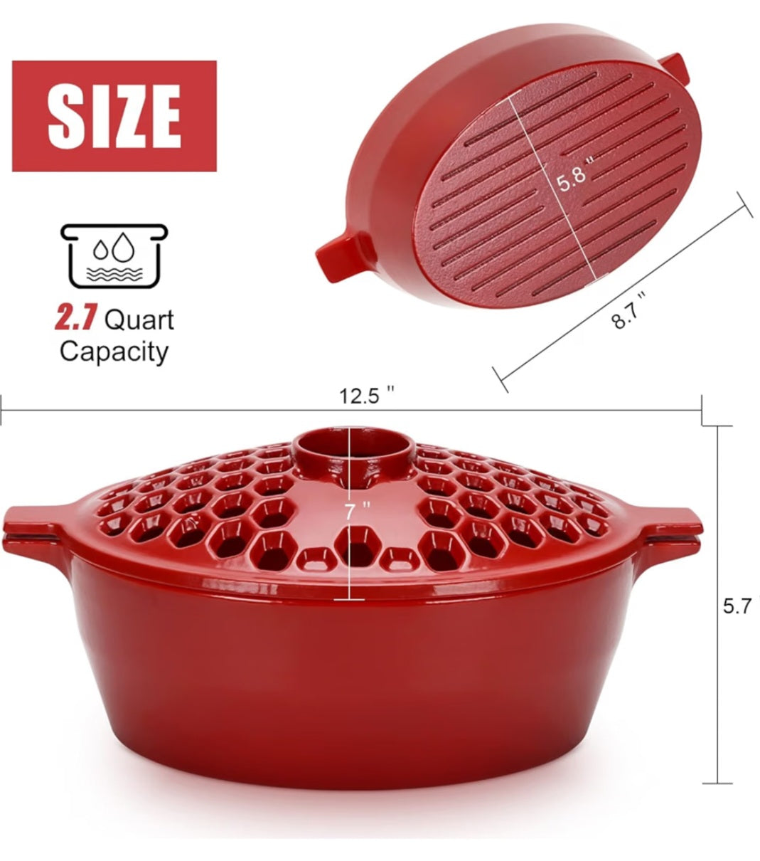 G GOOD GAIN Wood Stove Steamer - Cast Iron 2.7 quart