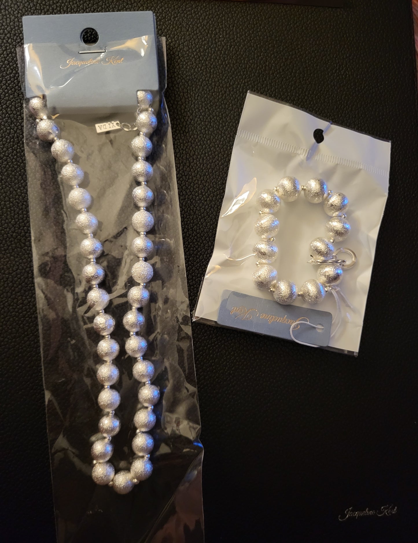 1 Jacqueline Kent Silver Toned Beaded Necklace and Matching Bracelet Set