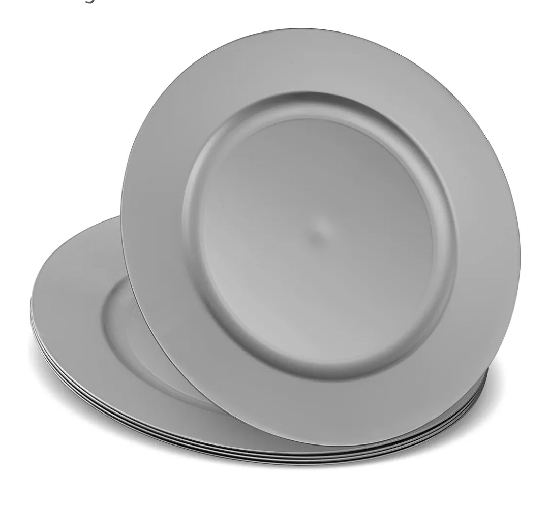 Silver charger plates Set of 6