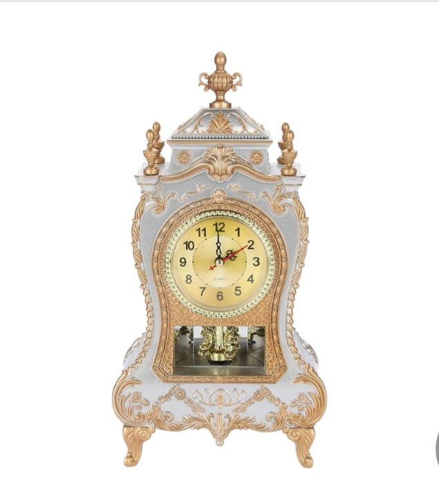 8c Vintage Antique Desk Clock with 12 Songs (White)