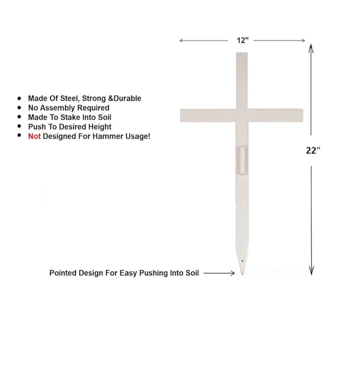 -001 NEW ITEM-Memorial Cross Stake for Roadside,Outdoor,Cemetery,Garden, Gravesite,Funeral, Temporary Grave Marker,Memorial Marker, Headstone Replacement (Medium 22"X12")