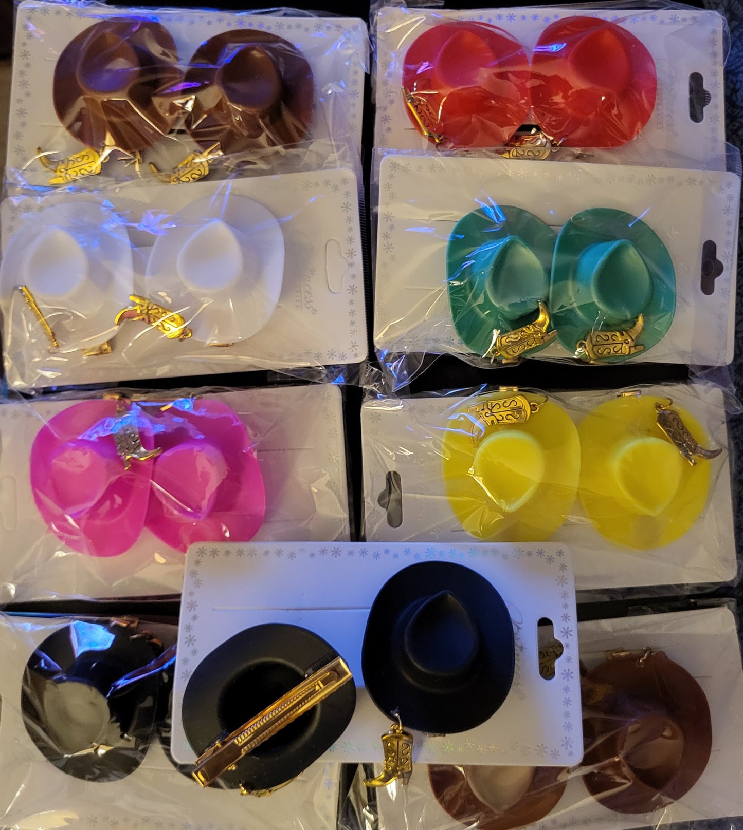 Cowgirl Hat Barrettes with Boot Tassel—3 for $11.00!