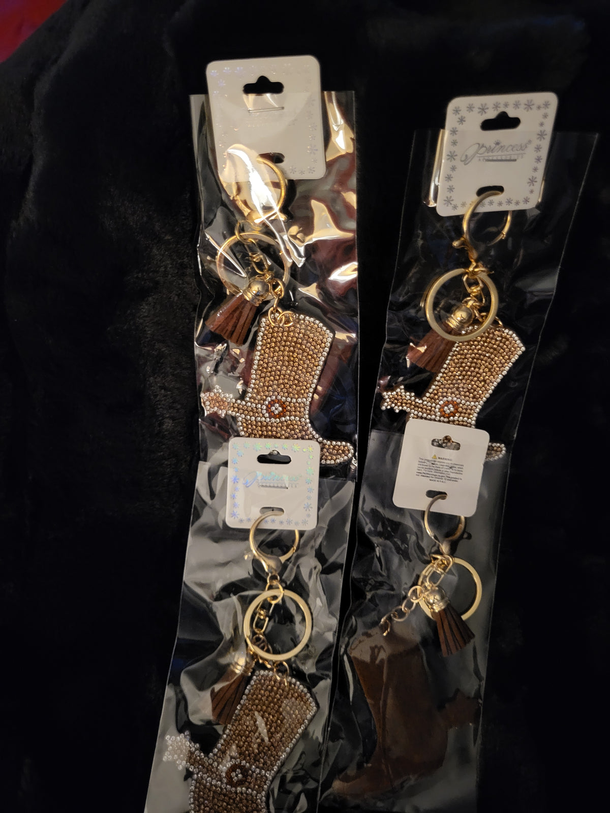 Brown Bling Boot Keychain or Purse Charm