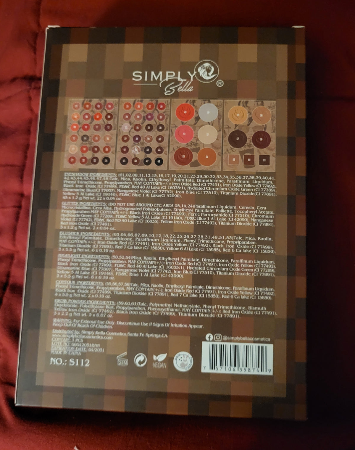 Simply Bella "Coffee Time" Pressed Pigment Book Palette Full Face