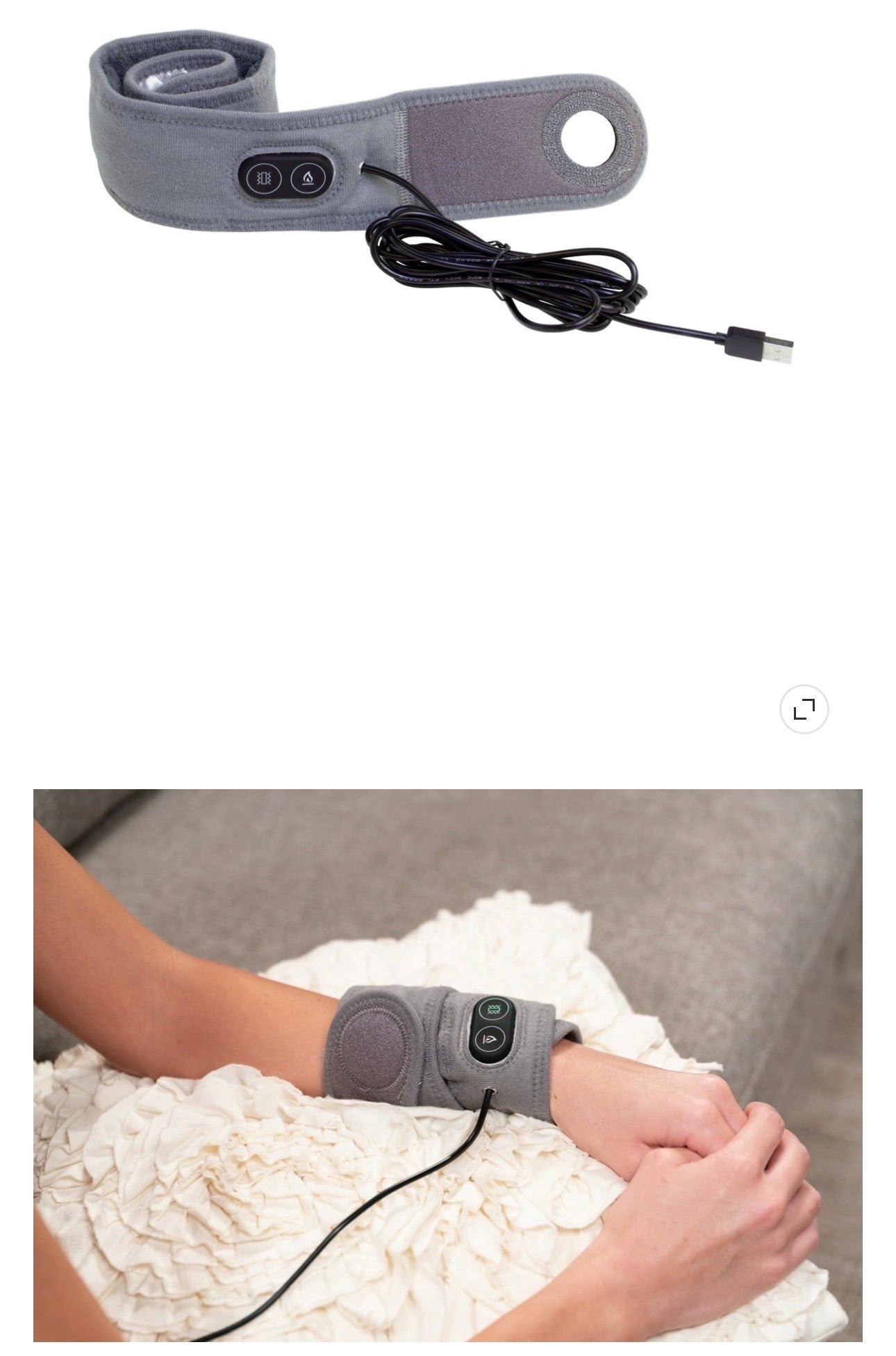 Sharper Image Calming Heat Massaging Flexi Wrap, Soothing Heat &Vibrations, Gray