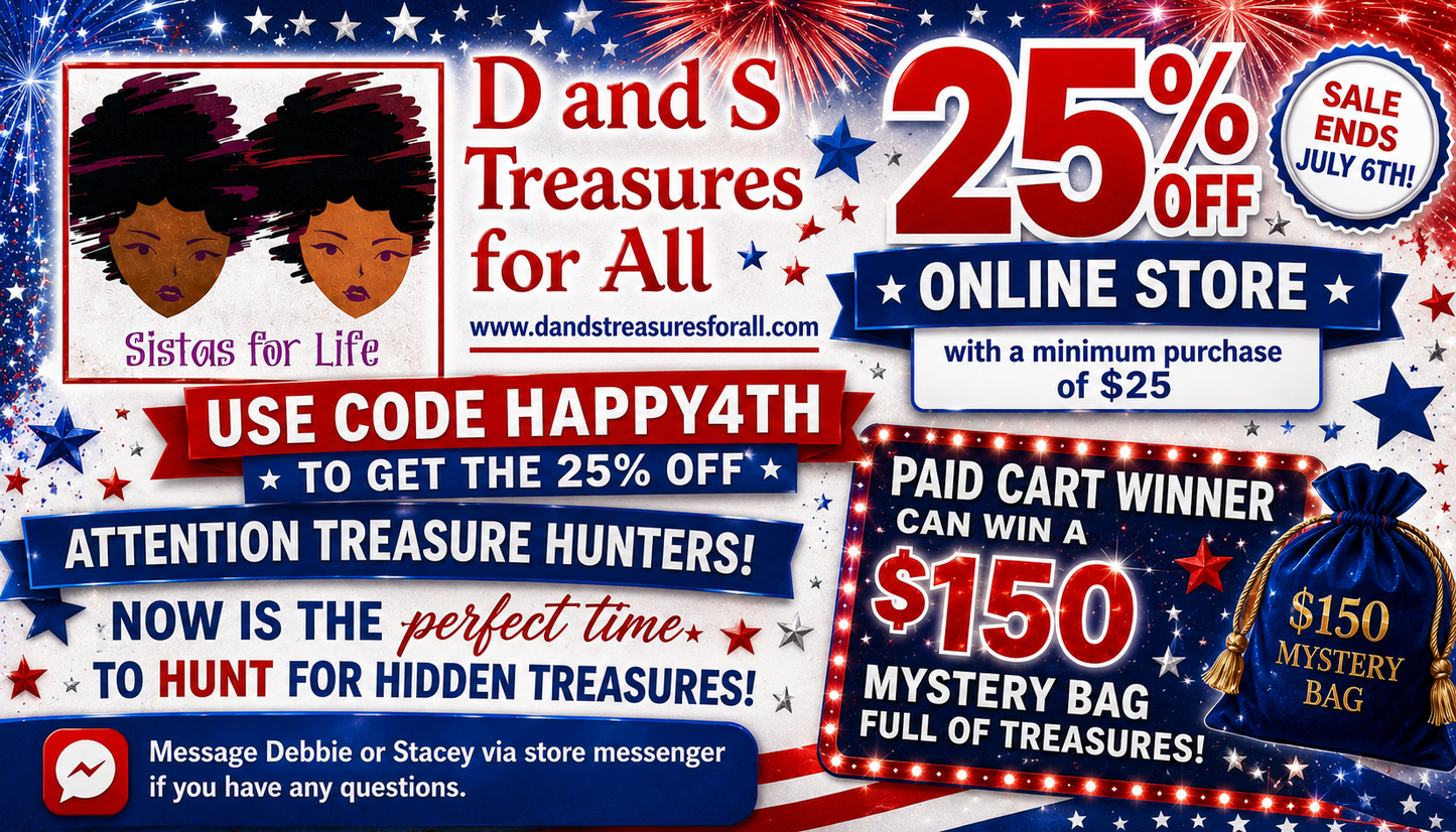 -.000 4th of July Discount Code: Happy4th with a minimum $25 purchase.
