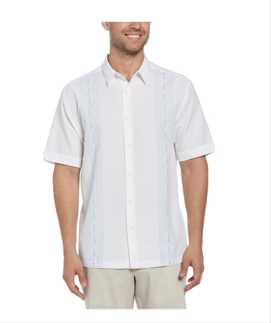 Cafe Luna Men's Deco Embroidery Panel Short Sleeve Shirt Size 4XL (58-60)