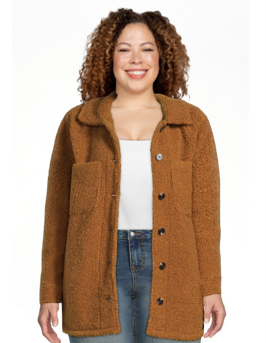 Jason Maxwell Women’s Faux Shearling Button Down Shacket, Size Small