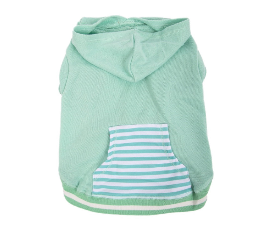 Vibrant Life Green Striped Pull over Pocket Pet Hoodie for Dogs, Small