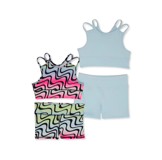 Athletic Works Girl's Longline Bra and Bike Shorts Set, 4-Piece, Size XXL (18)
