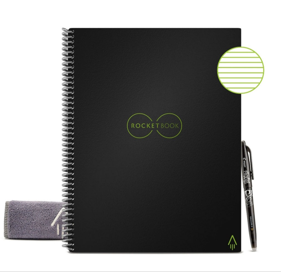 Rocketbook Core Smart Executive Spiral Notebook, Lined Pages, 36 Pages, 6"x8.8", Black
