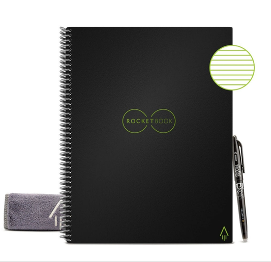 Rocketbook Core Smart Executive Spiral Notebook, Lined Pages, 36 Pages, 6"x8.8", Black