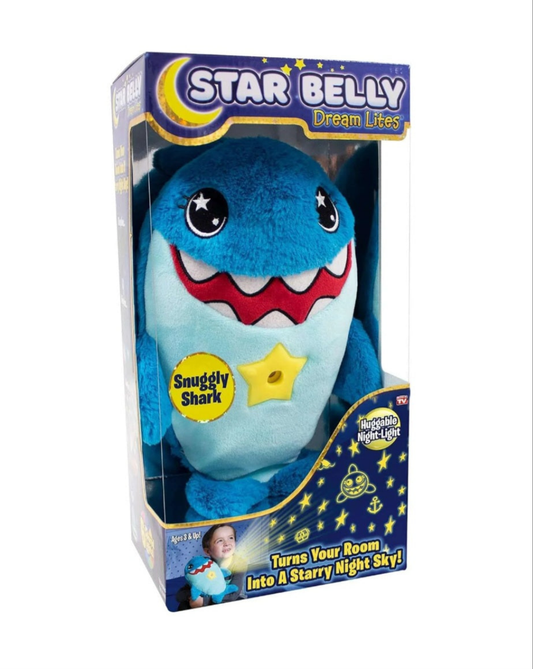 Star Belly Dream Lites Stuffed Animal Night Light Snuggly Blue Shark