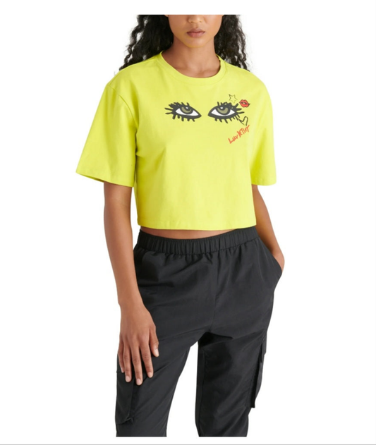 Betsey Johnson Women's All Eyes on Me Cropped Tee- MEDIUM