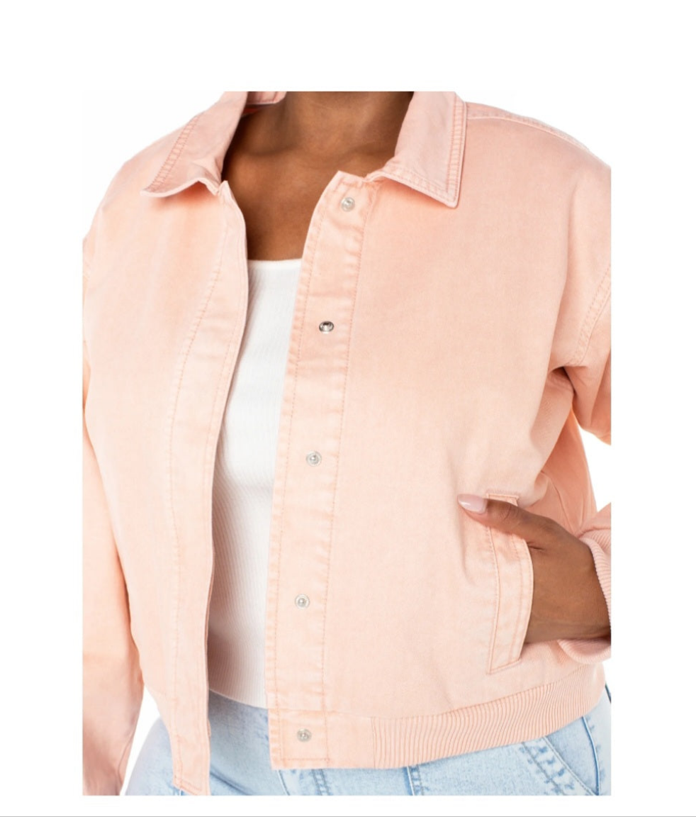 Celebrity Pink Juniors Denim Bomber Jacket with Rib Knit Waist Size Small