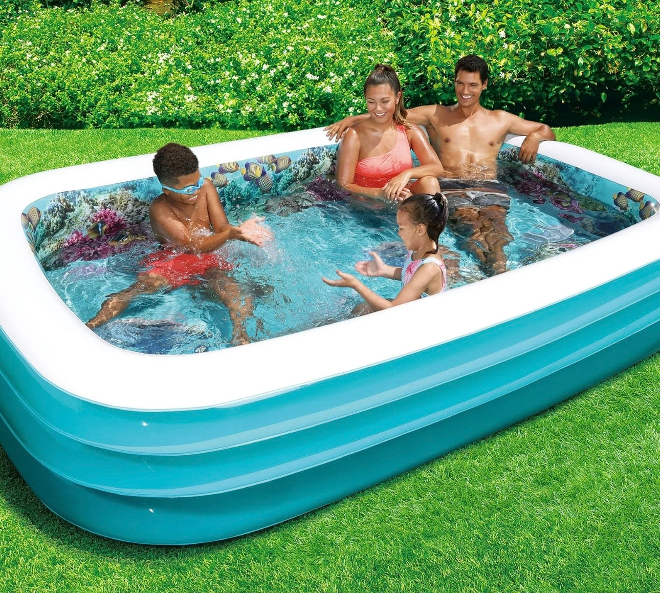 Summer Waves 3D Action Inflatable Pool 6'3"x3'6"x18" 110 Gal 3D Goggles