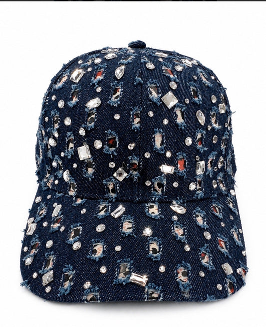Jacqueline Kent New Bling Dark Denim Cap. New with Tags