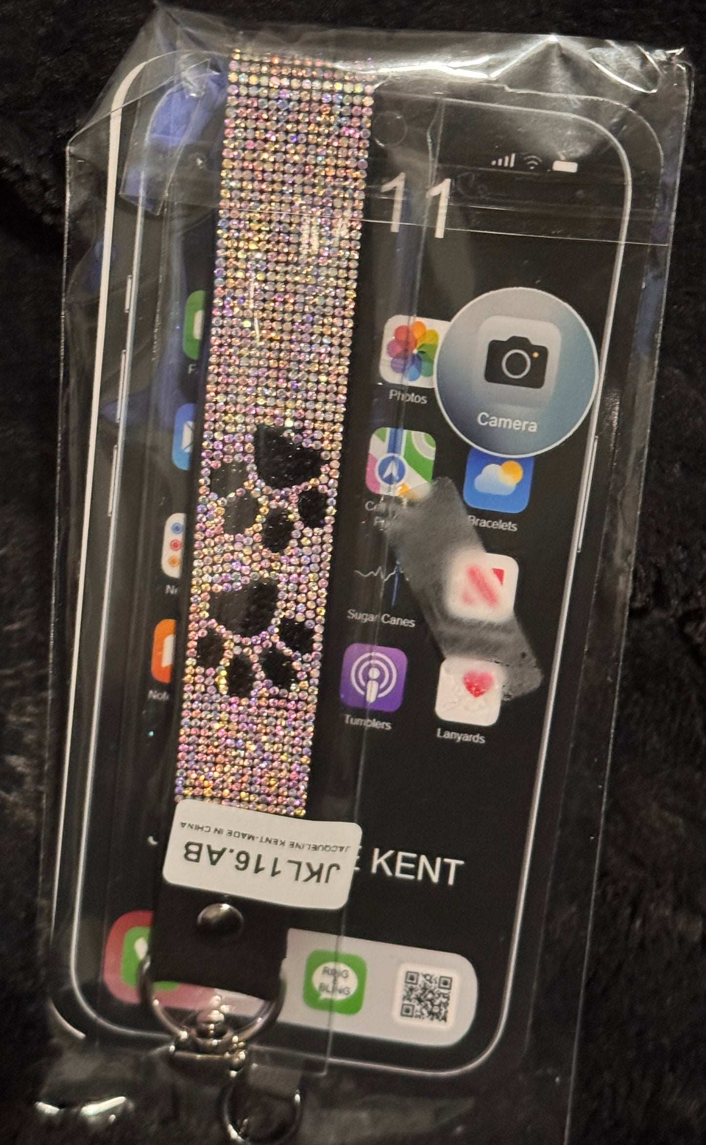 Jacqueline Kent Paw Print Silver AB Phone Wristlet