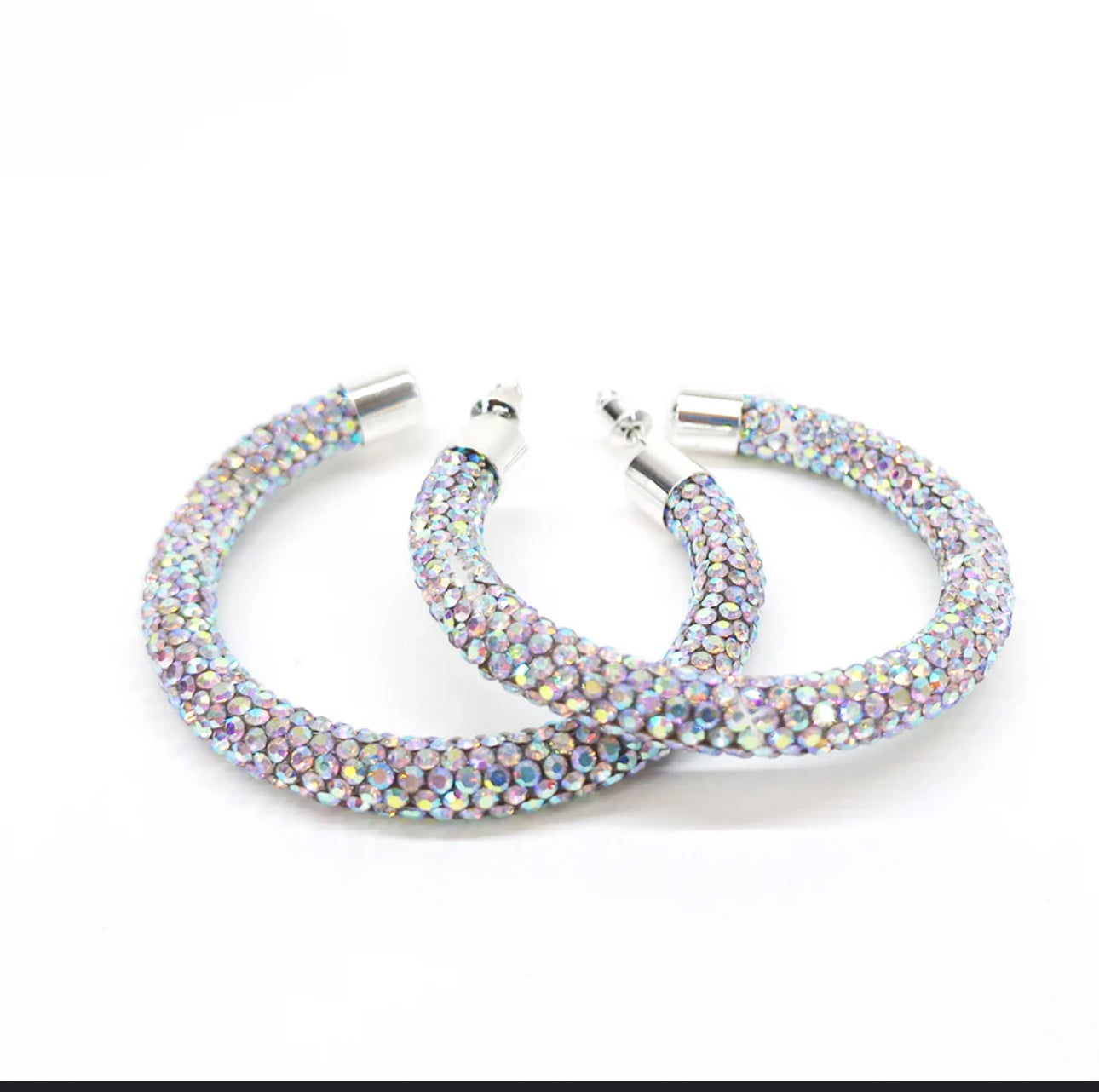 Jacqueline Kent AB Sparkled Hoop Earrings