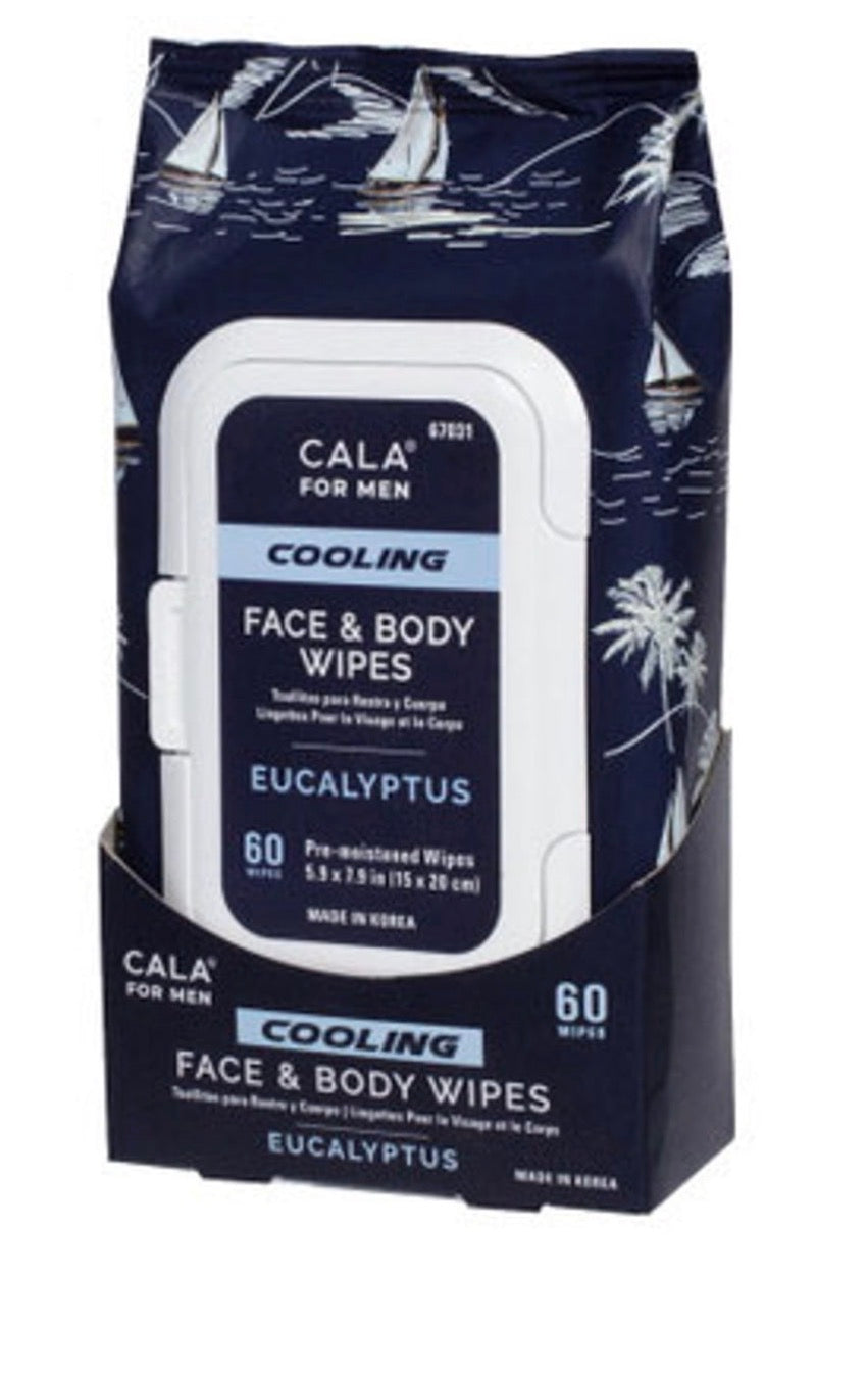 CALA for Men Cooling Face & Body Wipes.