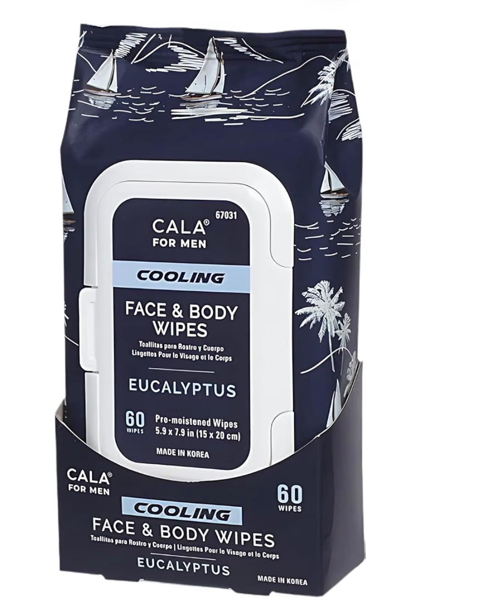 CALA for Men Cooling Face & Body Wipes.