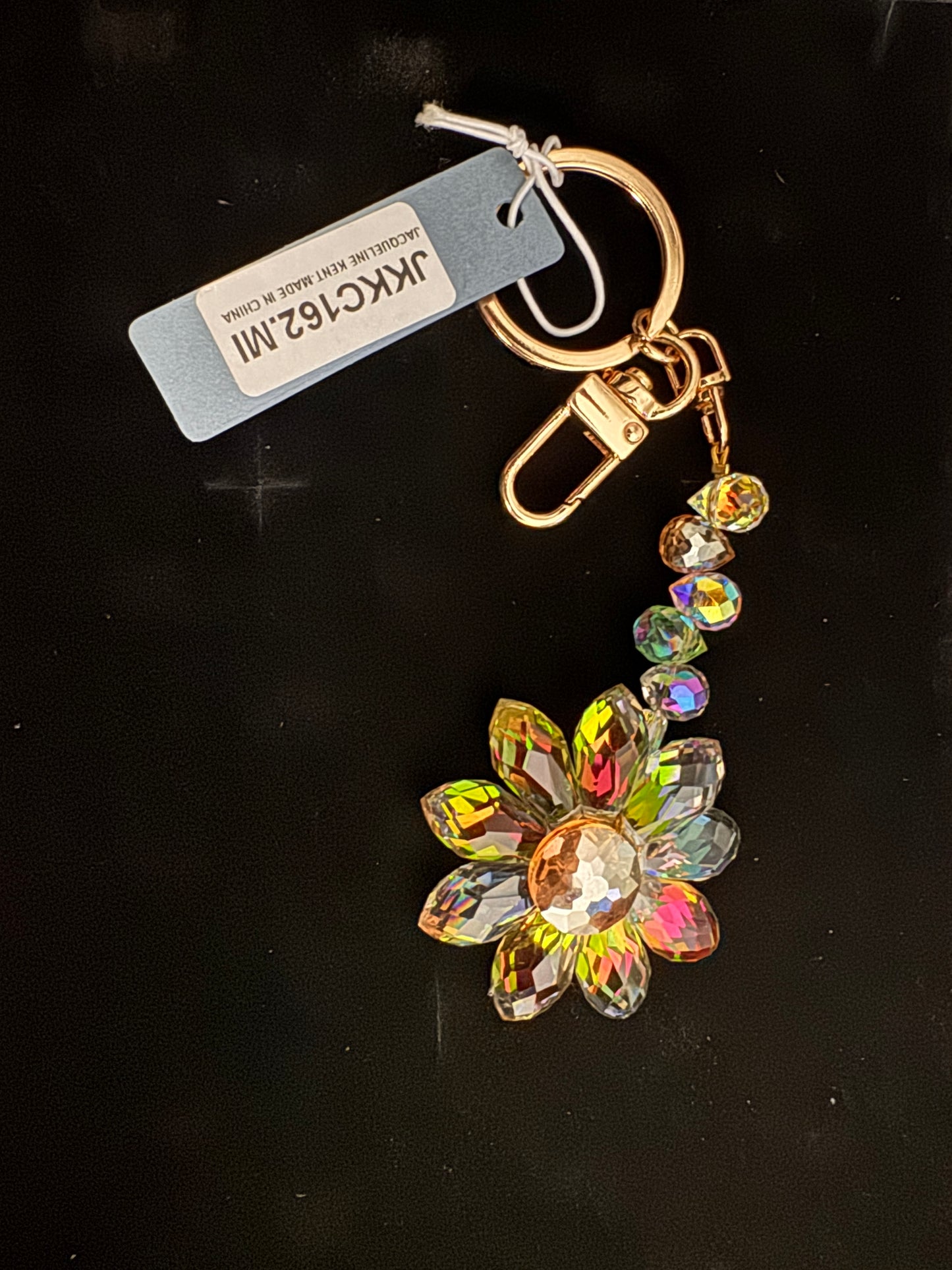 2 Jacqueline Kent Flower Power (Multicolor) Crystal Daisy Purse Charm Keychain