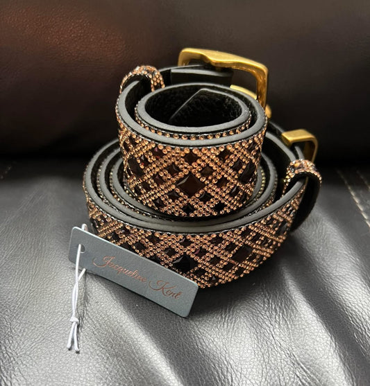 1 Jacqueline Kent Chocolate Brown Rhinestone Belt w/Extender