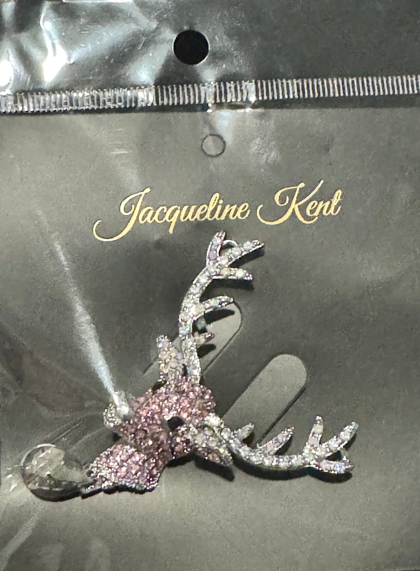 1 Jacqueline Kent Pink Crystal Reindeer Brooch Pin