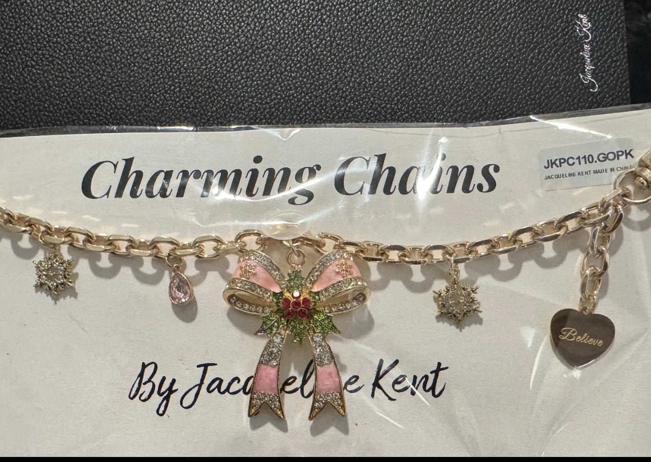 1 Jacqueline Kent Pink Christmas Bow Purse  Charm